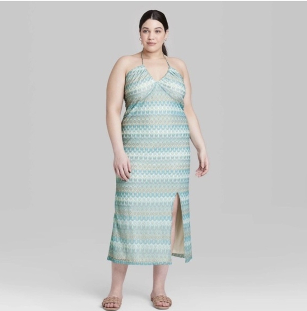 Nwt Women's Crochet Slip Dress - Wild Fable Aqua Blue - Picture 4 of 5